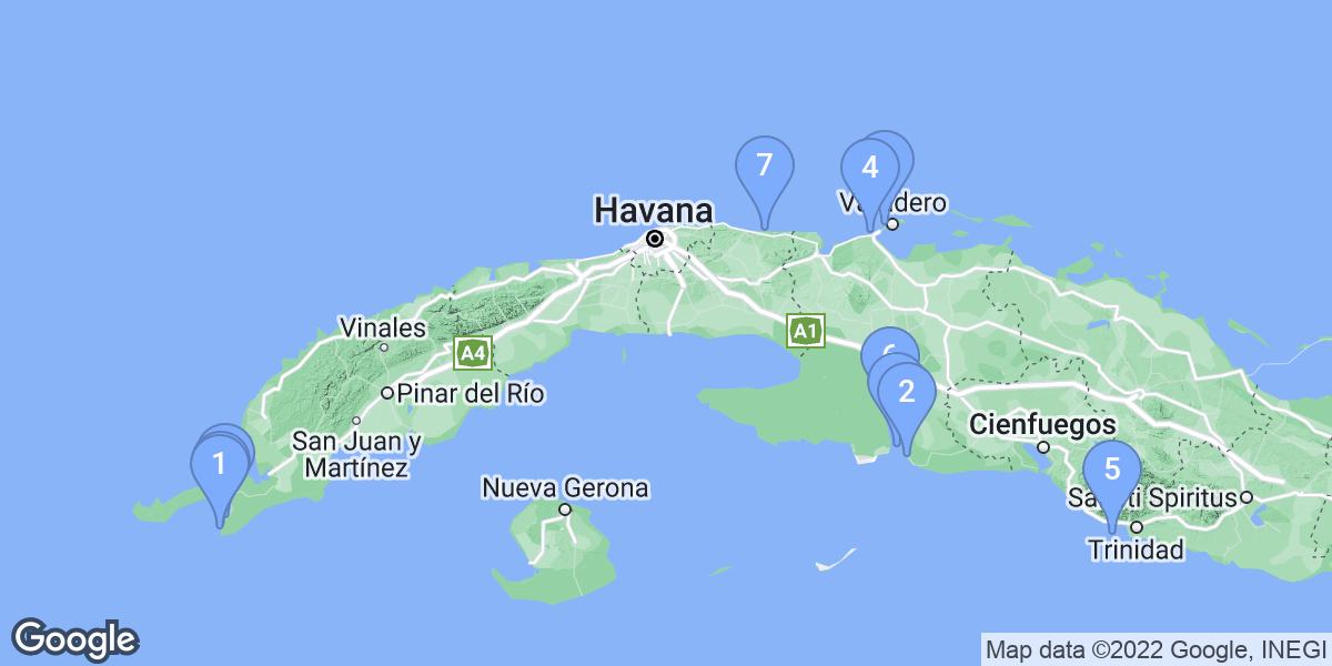 Cuba dive site map