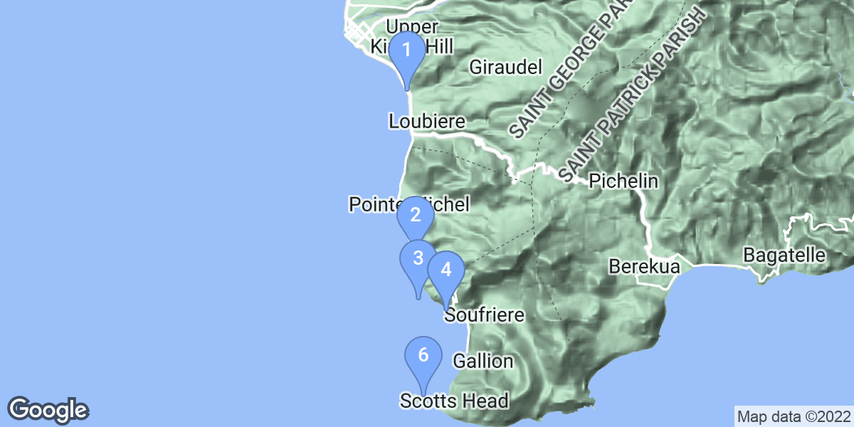 Dominica dive site map