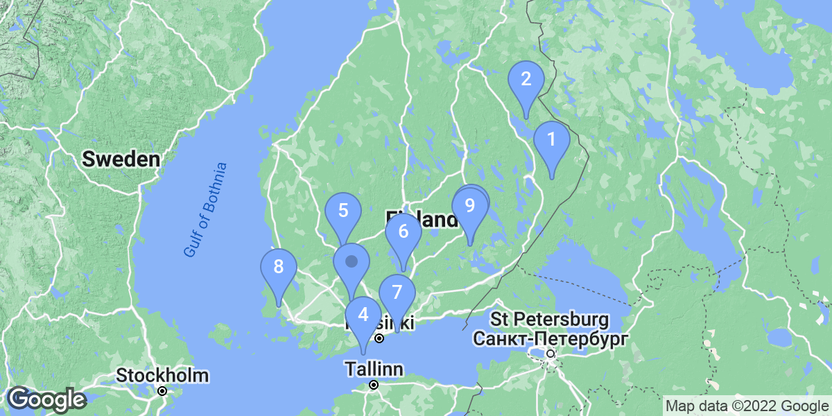 Finland dive site map