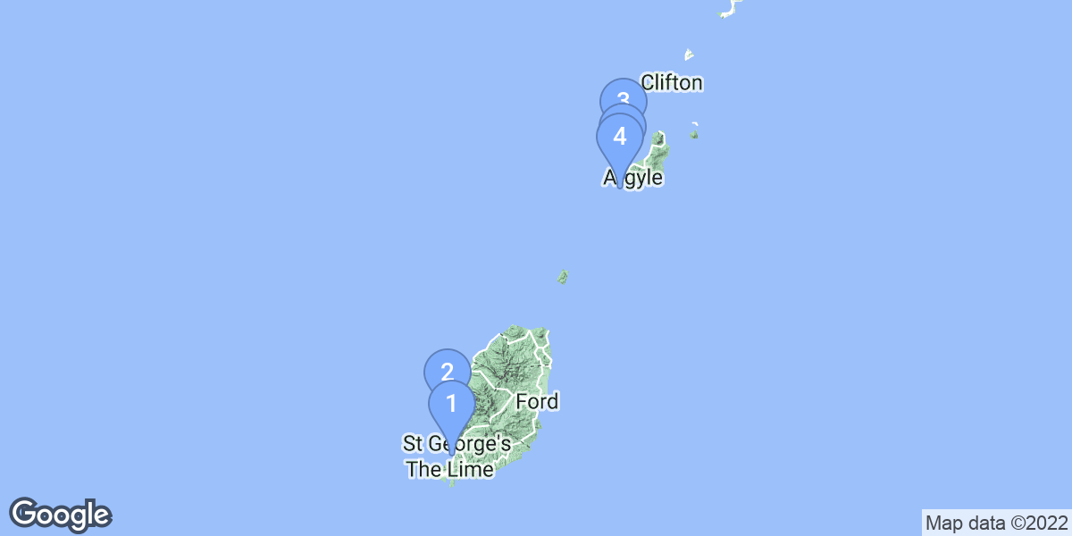 Grenada dive site map
