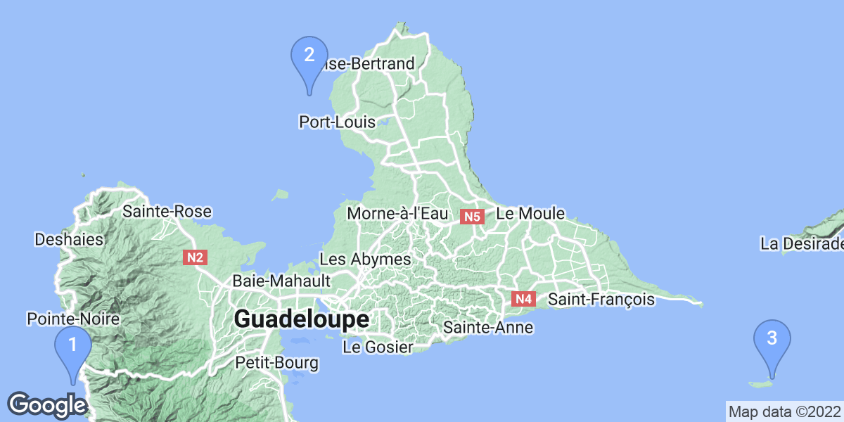 Guadeloupe dive site map