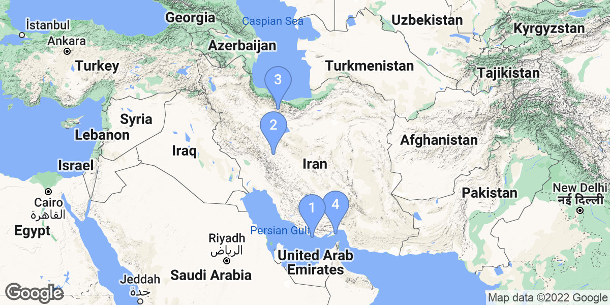 Iran dive site map