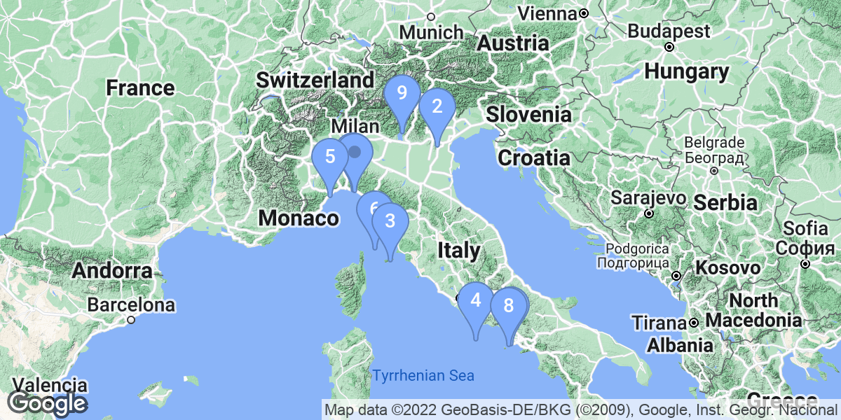 Italy dive site map