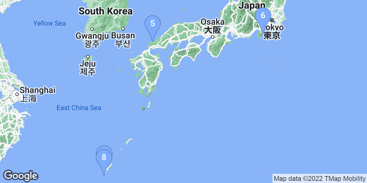 Japan dive site map