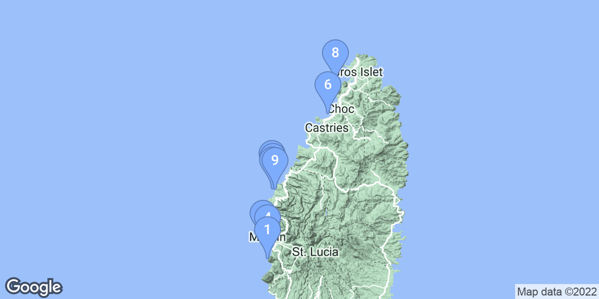 Saint Lucia dive site map