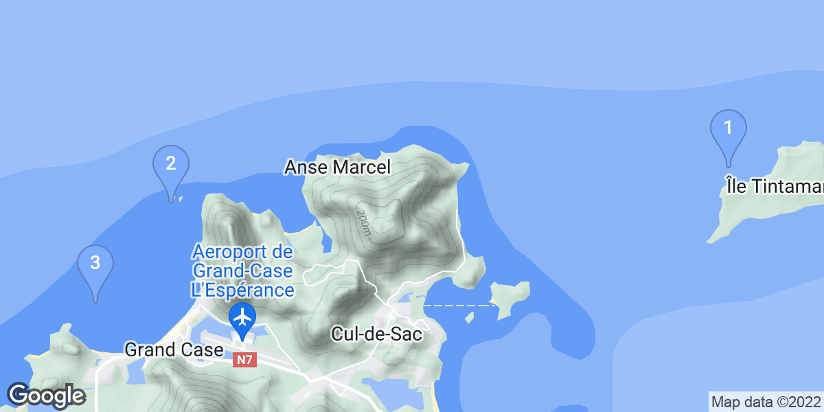 Saint Martin dive site map