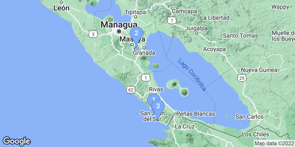 Nicaragua dive site map
