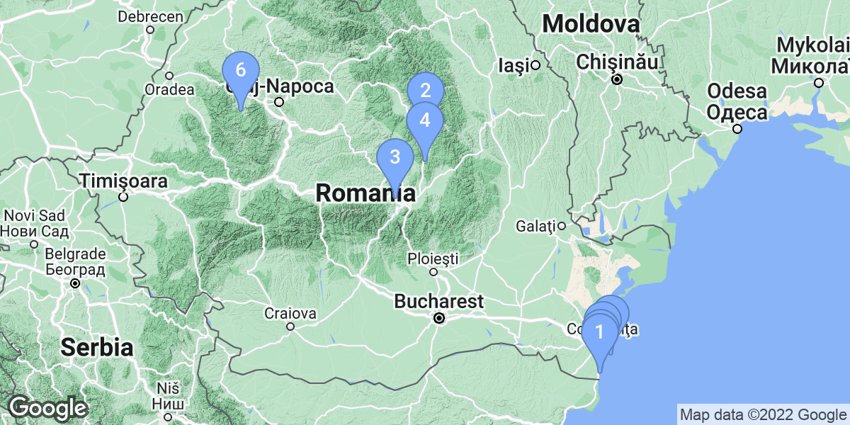 Romania dive site map