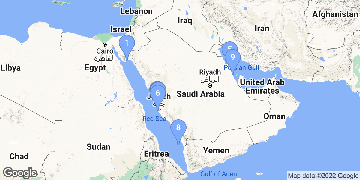 Saudi Arabia dive site map