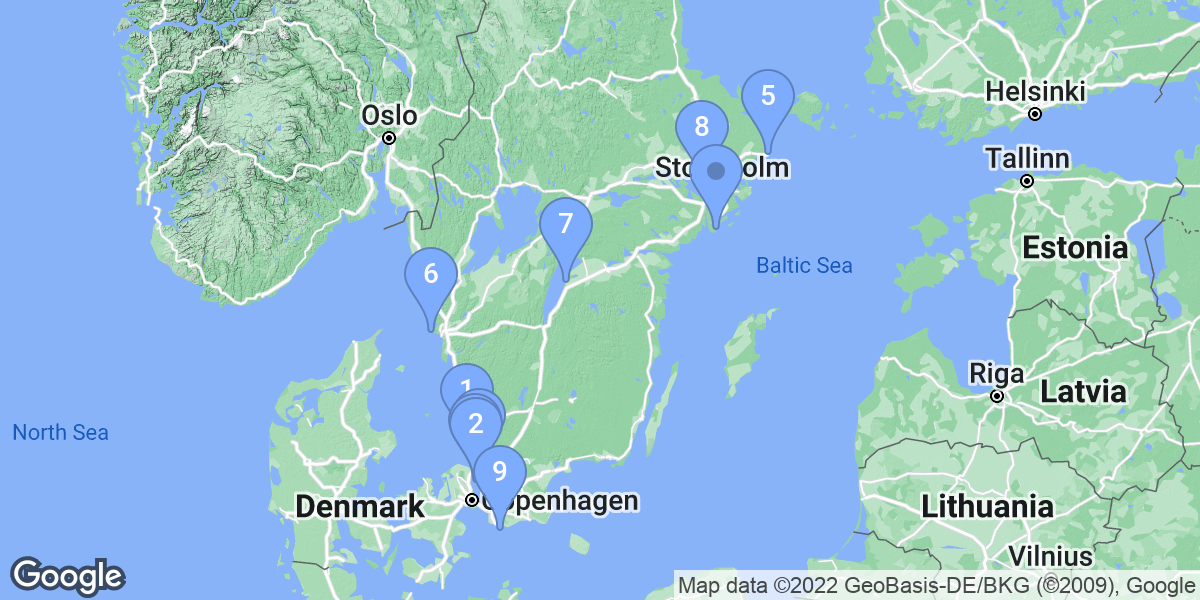 Sweden dive site map