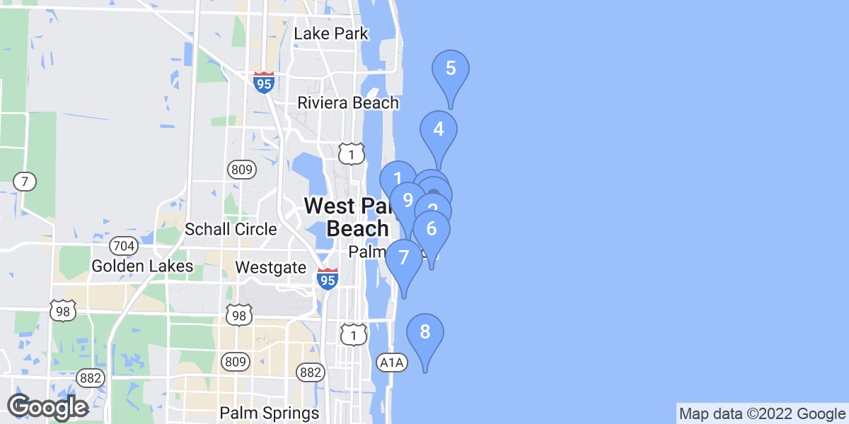 Palm Beach dive site map