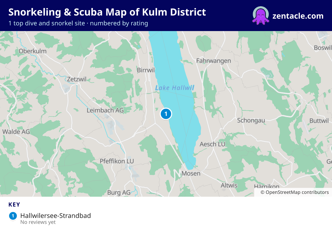Snorkeling & Scuba Map of Kulm District: numbered map of the top 1 dive and snorkel sites, with ratings