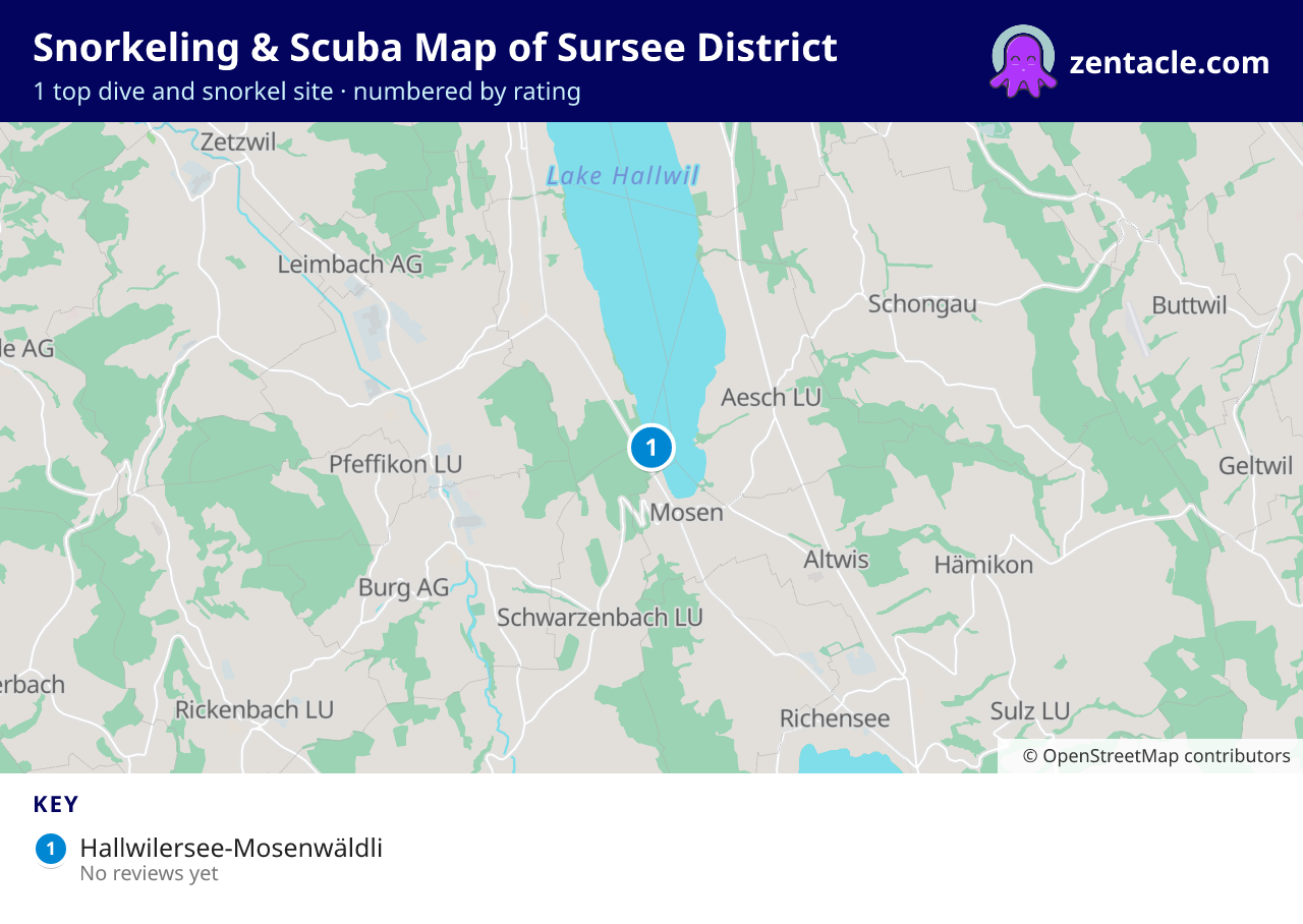 Snorkeling & Scuba Map of Sursee District: numbered map of the top 1 dive and snorkel sites, with ratings