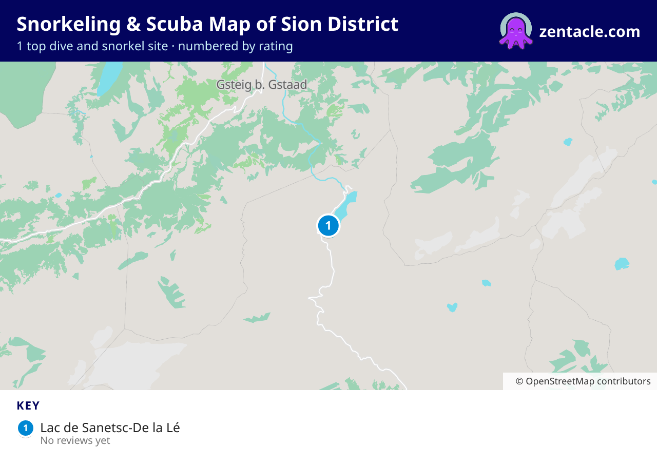 Snorkeling & Scuba Map of Sion District: numbered map of the top 1 dive and snorkel sites, with ratings