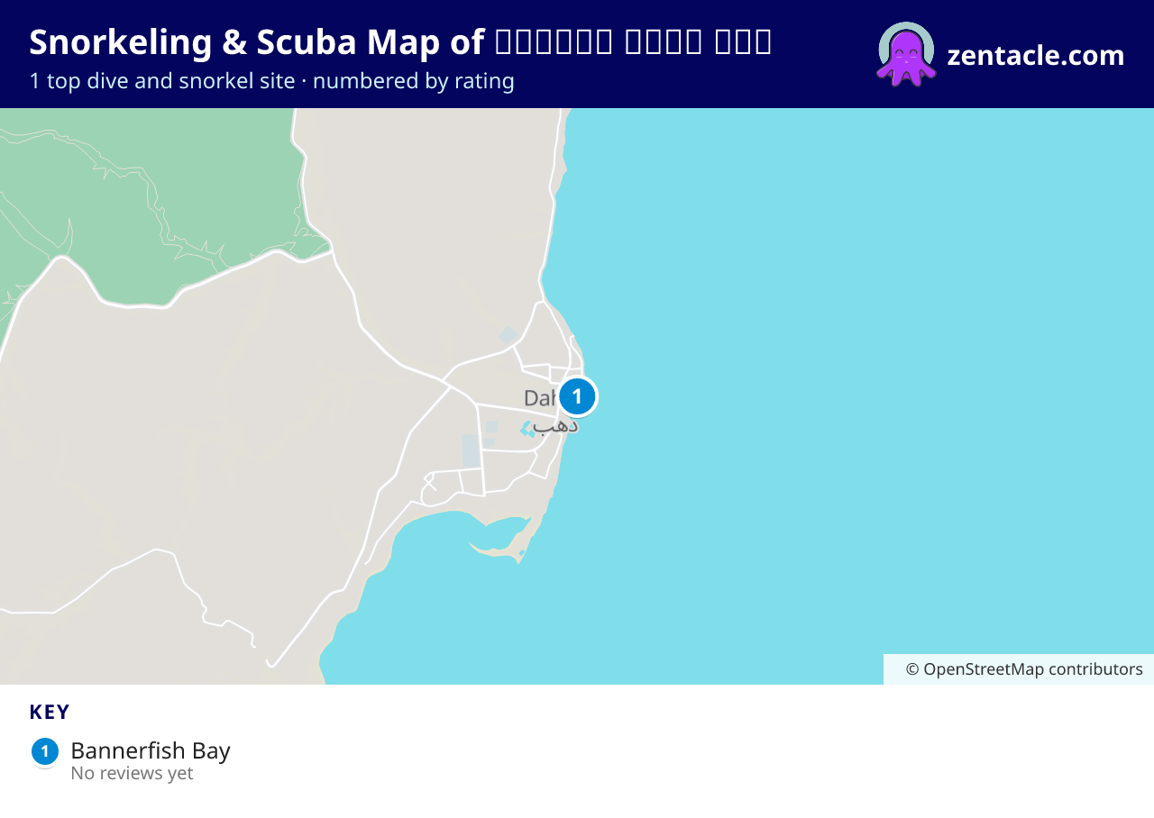 Snorkeling & Scuba Map of قسم سانت كاترين: numbered map of the top 1 dive and snorkel sites, with ratings