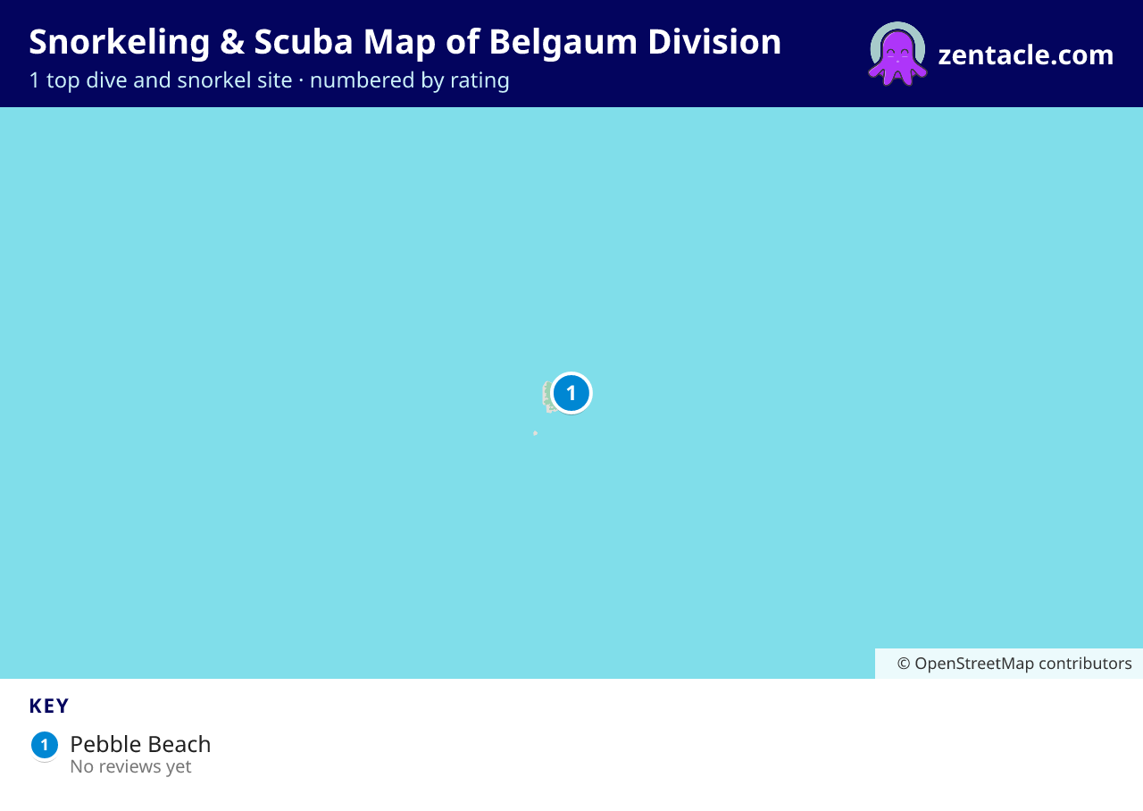 Snorkeling & Scuba Map of Belgaum Division: numbered map of the top 1 dive and snorkel sites, with ratings