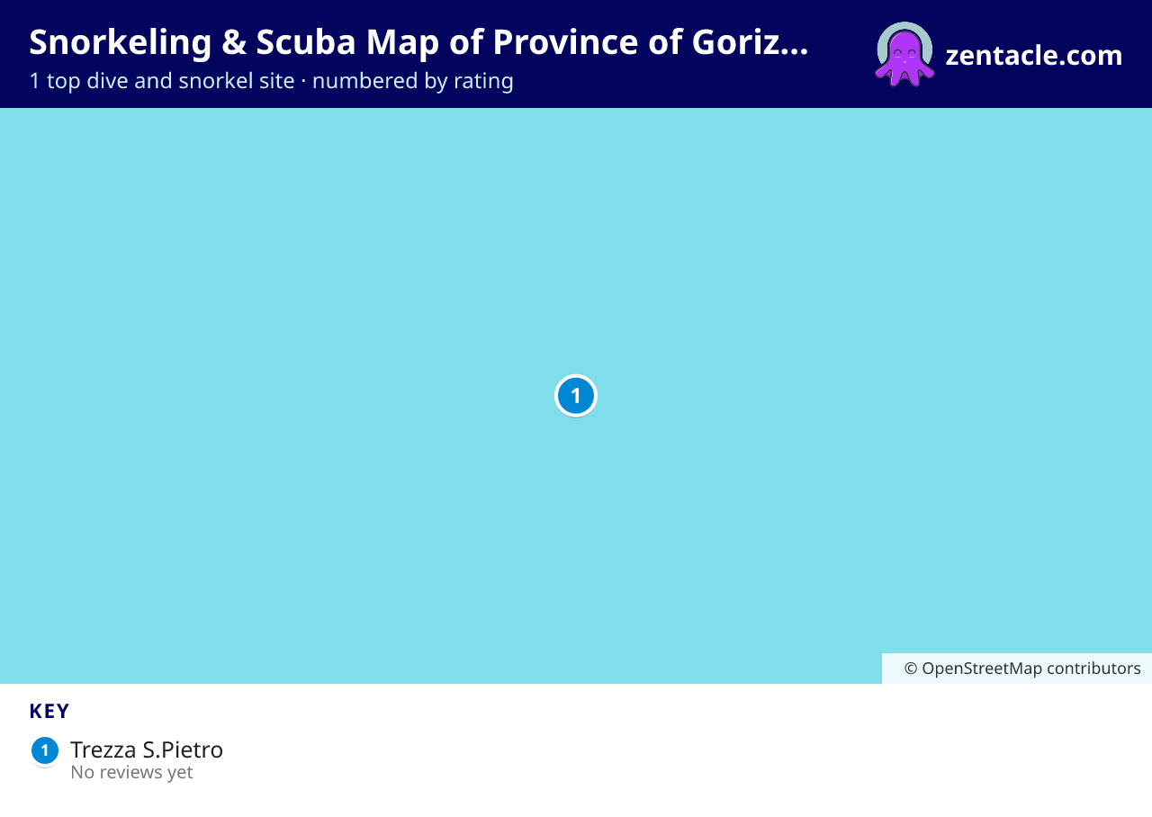 Snorkeling & Scuba Map of Province of Gorizia: numbered map of the top 1 dive and snorkel sites, with ratings