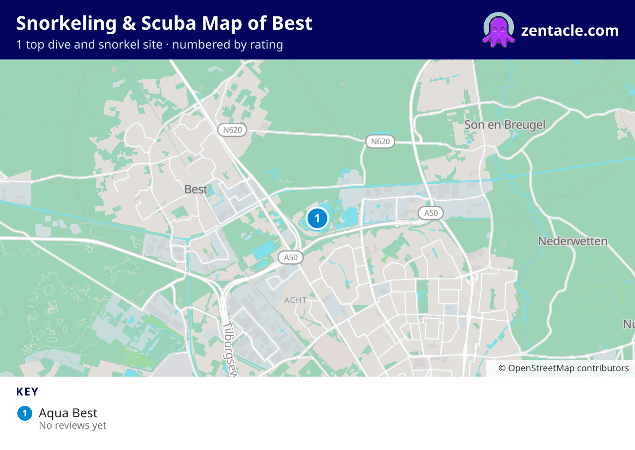 Snorkeling & Scuba Map of Best: numbered map of the top 1 dive and snorkel sites, with ratings