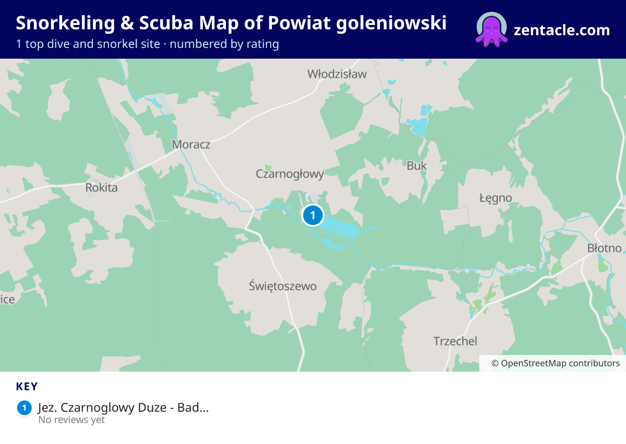 Snorkeling & Scuba Map of Powiat goleniowski: numbered map of the top 1 dive and snorkel sites, with ratings