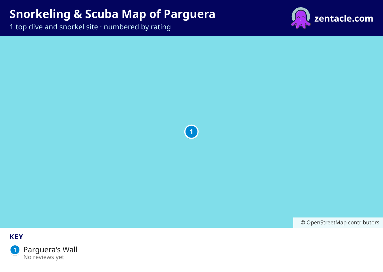 Snorkeling & Scuba Map of Parguera: numbered map of the top 1 dive and snorkel sites, with ratings