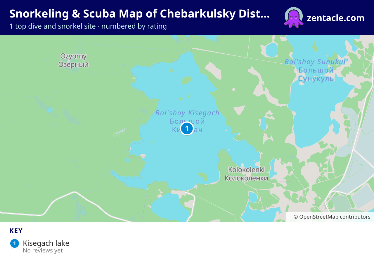 Snorkeling & Scuba Map of Chebarkulsky District: numbered map of the top 1 dive and snorkel sites, with ratings
