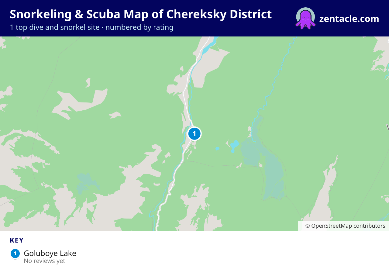 Snorkeling & Scuba Map of Chereksky District: numbered map of the top 1 dive and snorkel sites, with ratings
