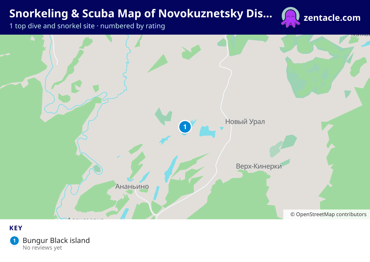 Snorkeling & Scuba Map of Novokuznetsky District: numbered map of the top 1 dive and snorkel sites, with ratings