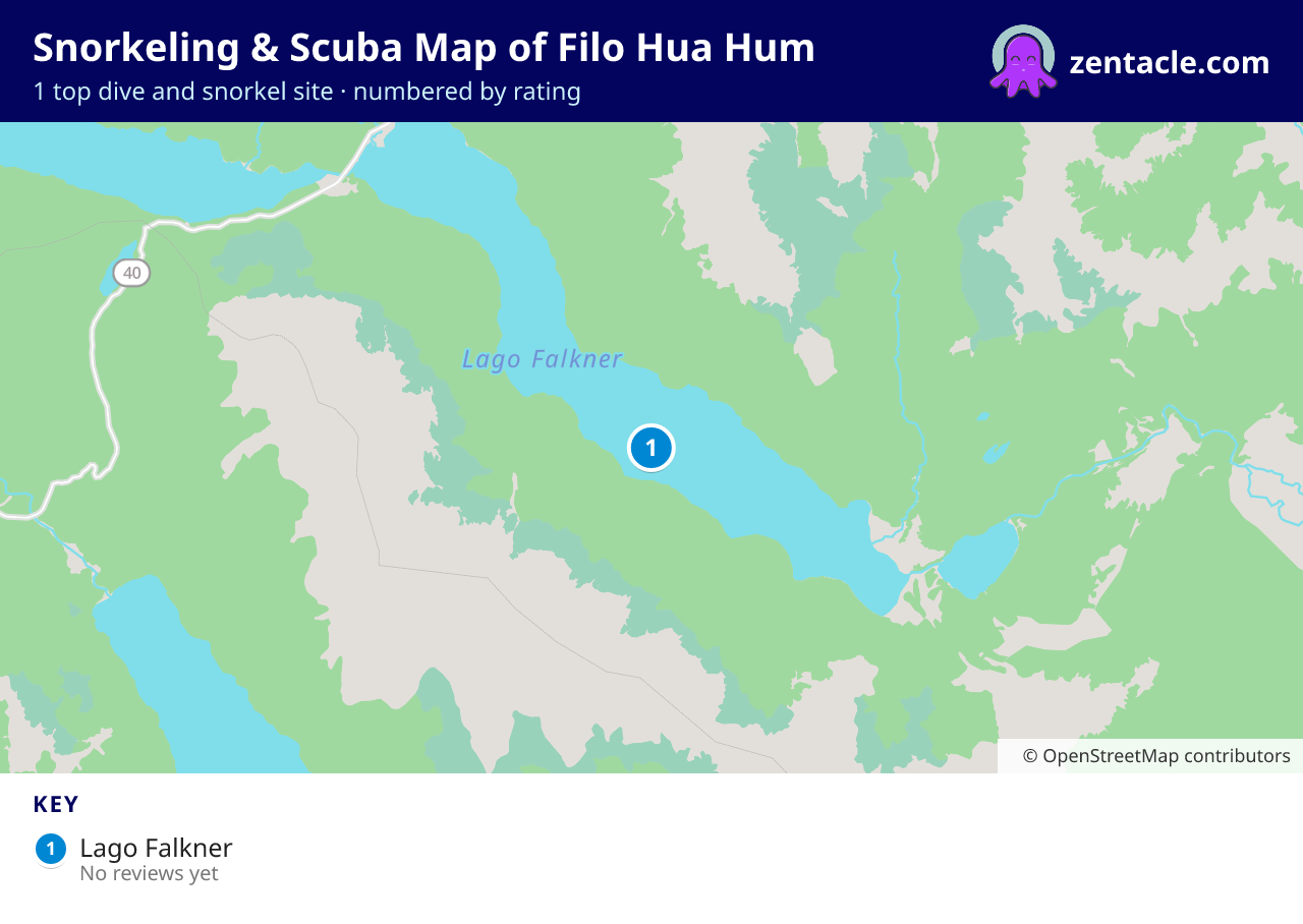 Snorkeling & Scuba Map of Filo Hua Hum: numbered map of the top 1 dive and snorkel sites, with ratings