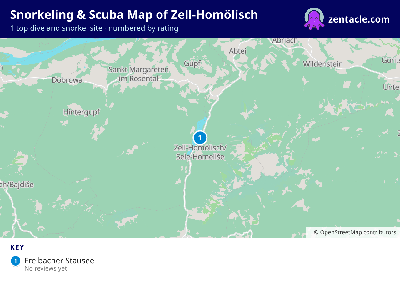 Snorkeling & Scuba Map of Zell-Homölisch: numbered map of the top 1 dive and snorkel sites, with ratings