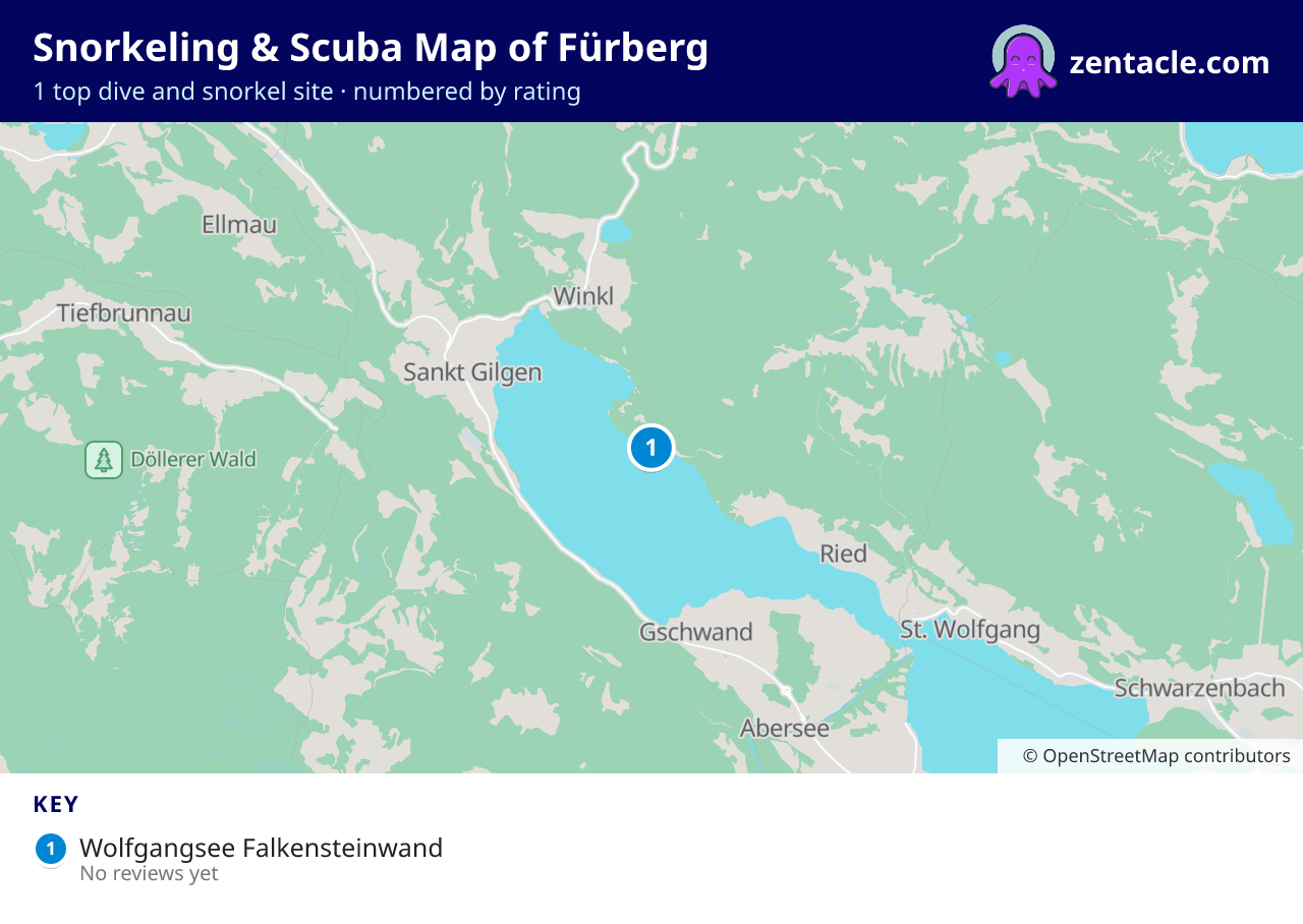 Snorkeling & Scuba Map of Fürberg: numbered map of the top 1 dive and snorkel sites, with ratings