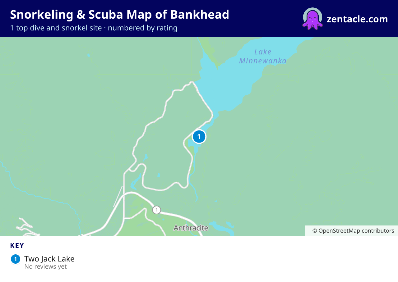 Snorkeling & Scuba Map of Bankhead: numbered map of the top 1 dive and snorkel sites, with ratings