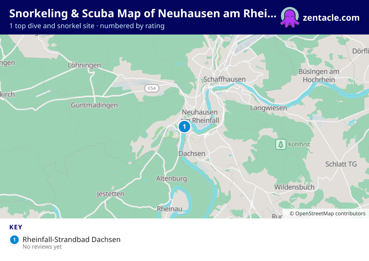 Snorkeling & Scuba Map of Neuhausen am Rheinfall: numbered map of the top 1 dive and snorkel sites, with ratings