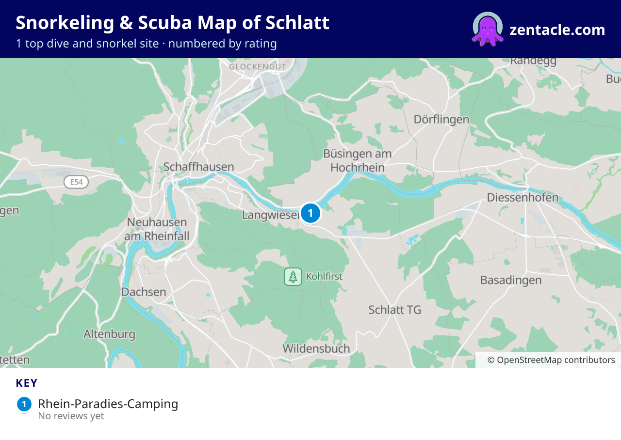 Snorkeling & Scuba Map of Schlatt: numbered map of the top 1 dive and snorkel sites, with ratings