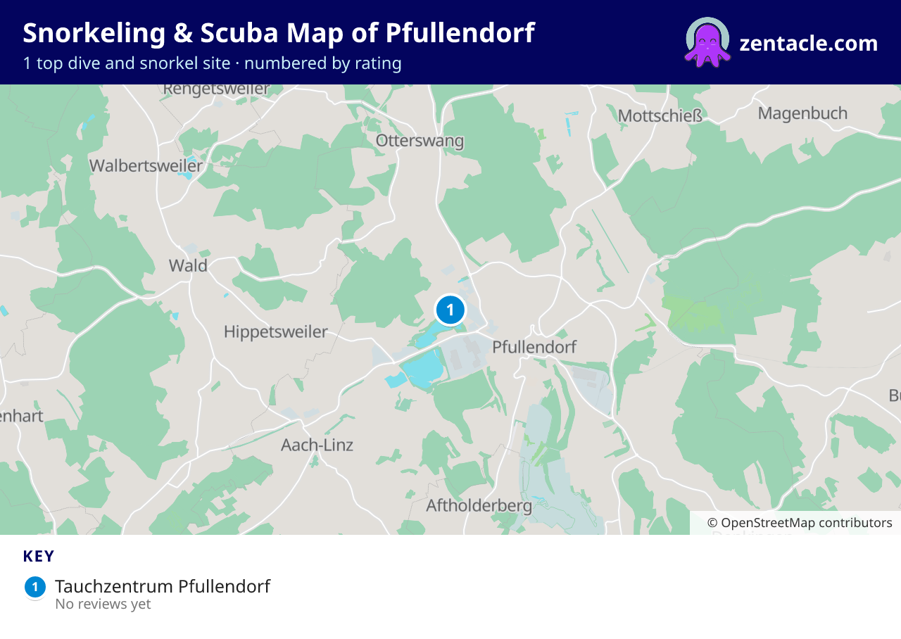 Snorkeling & Scuba Map of Pfullendorf: numbered map of the top 1 dive and snorkel sites, with ratings