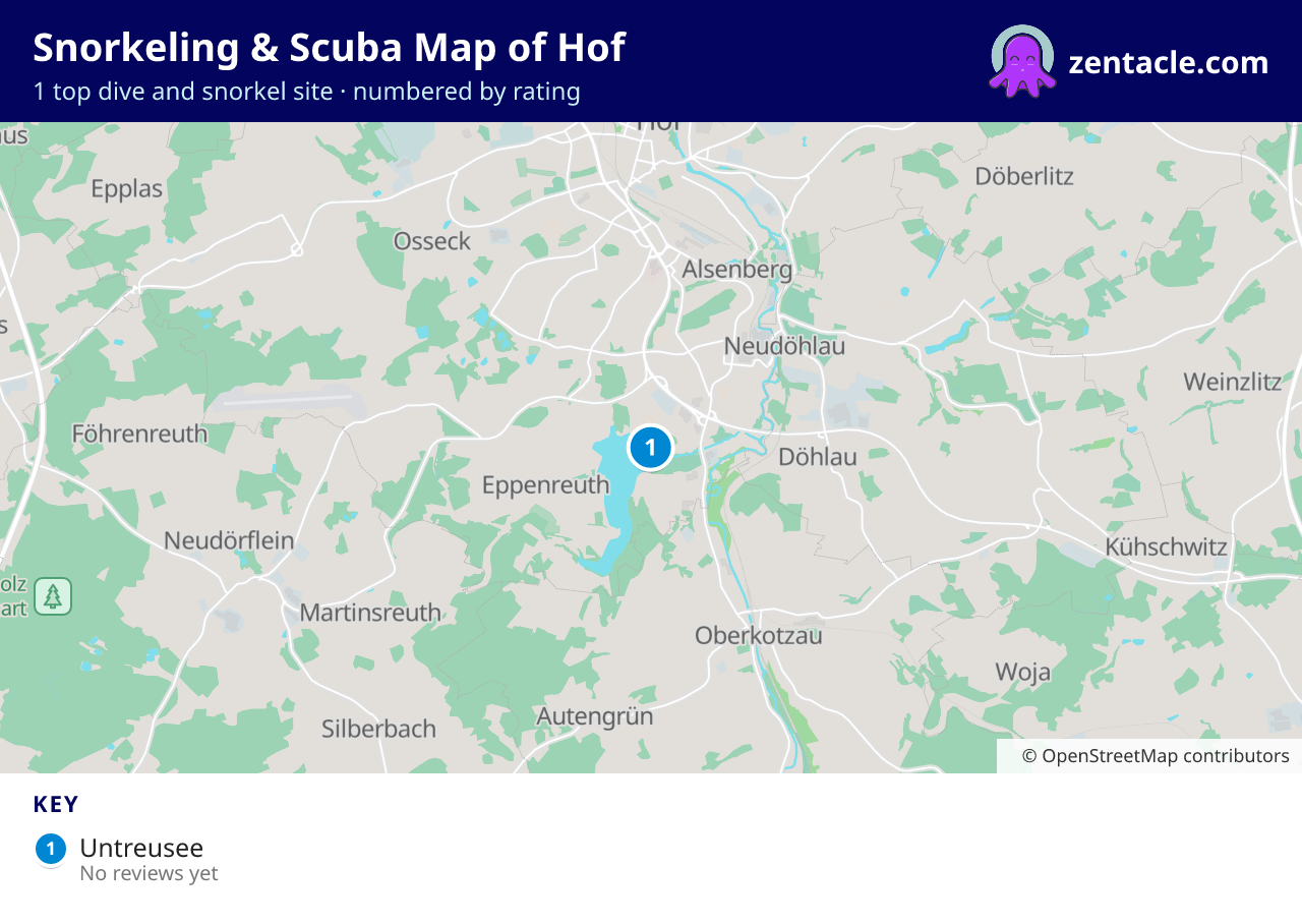 Snorkeling & Scuba Map of Hof: numbered map of the top 1 dive and snorkel sites, with ratings
