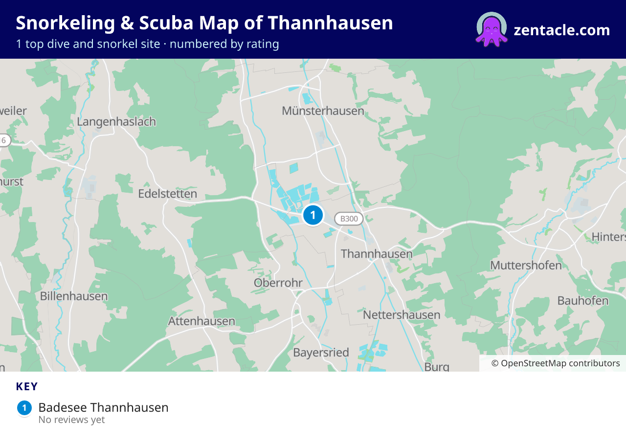 Snorkeling & Scuba Map of Thannhausen: numbered map of the top 1 dive and snorkel sites, with ratings