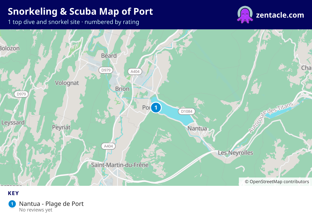Snorkeling & Scuba Map of Port: numbered map of the top 1 dive and snorkel sites, with ratings