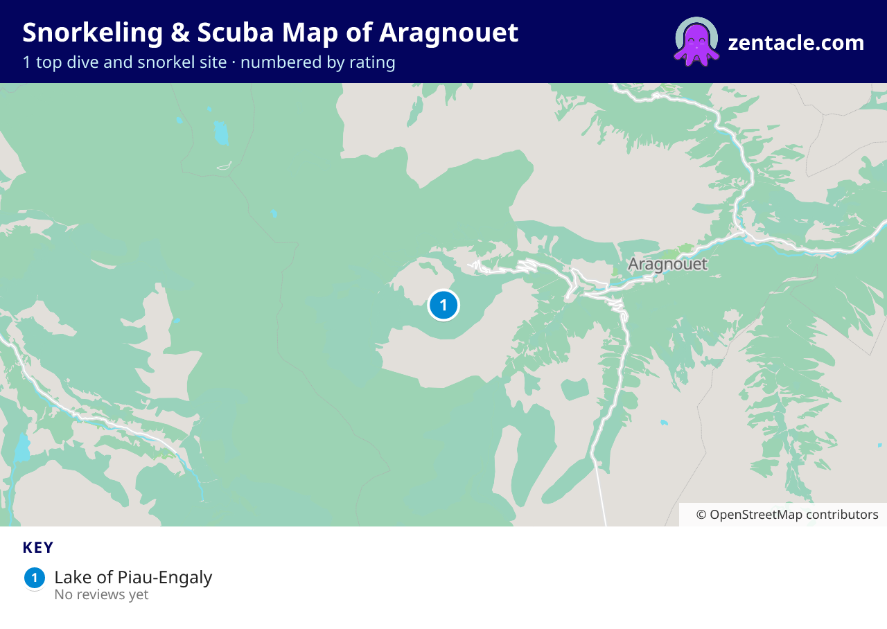 Snorkeling & Scuba Map of Aragnouet: numbered map of the top 1 dive and snorkel sites, with ratings