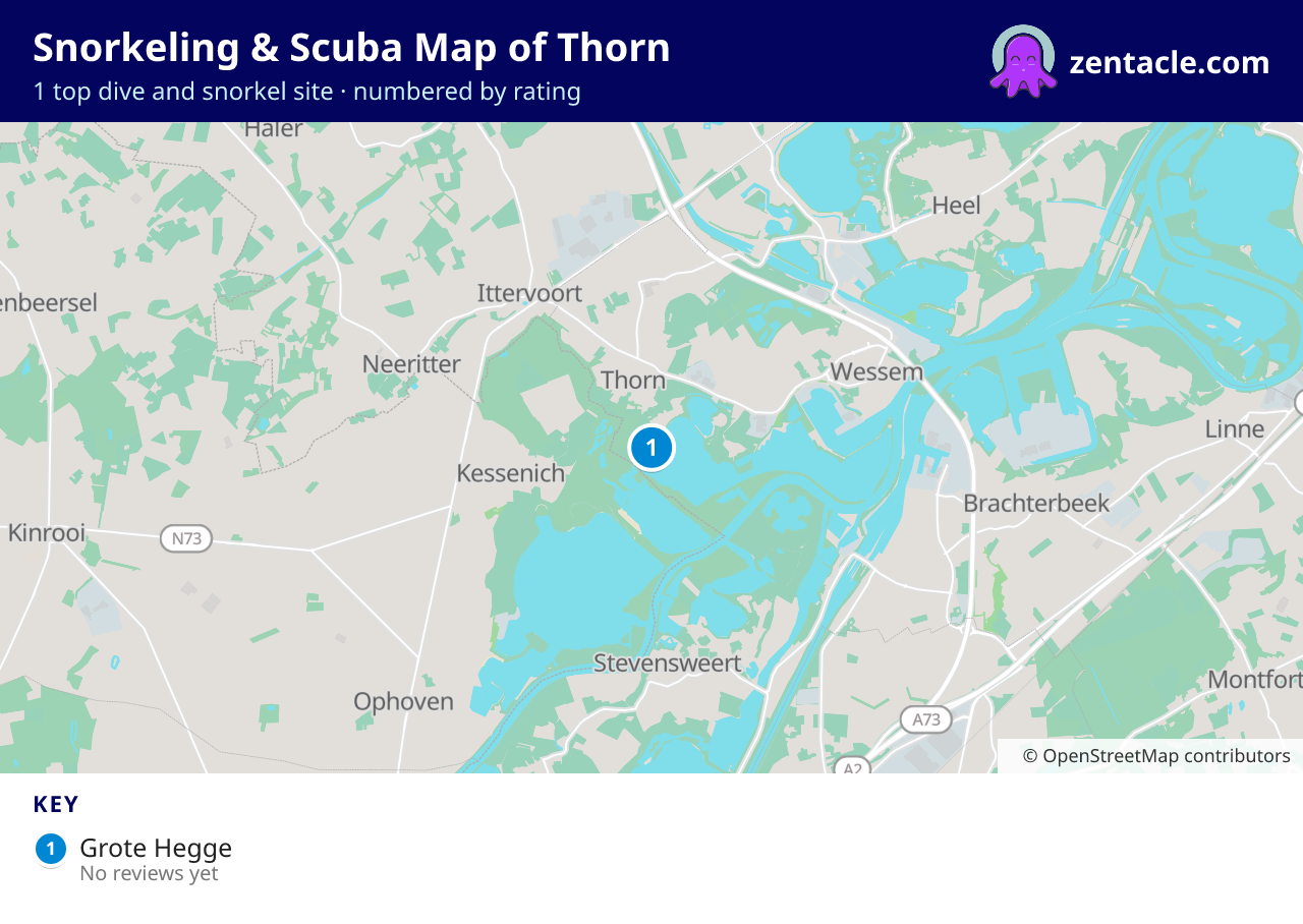 Snorkeling & Scuba Map of Thorn: numbered map of the top 1 dive and snorkel sites, with ratings