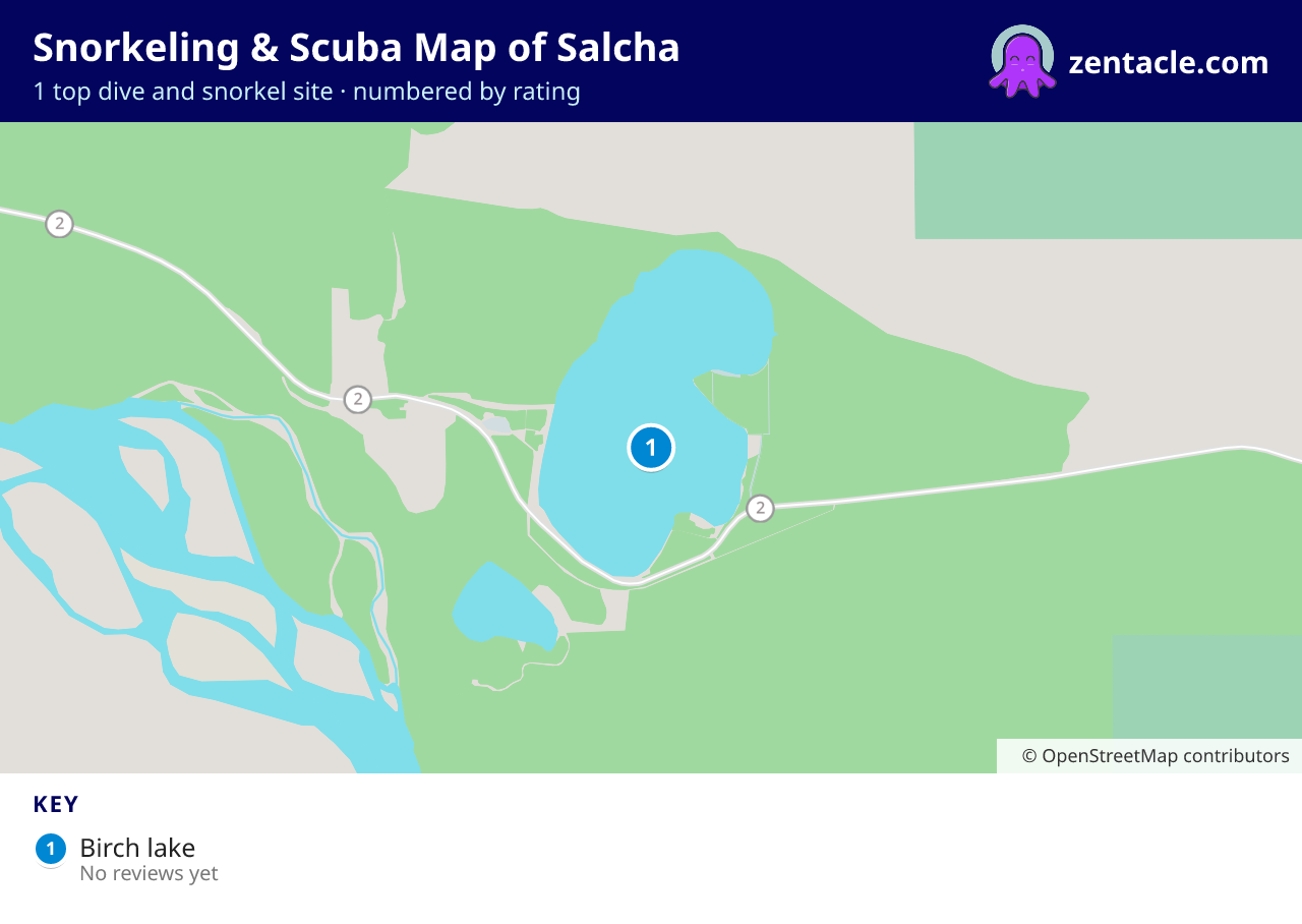 Snorkeling & Scuba Map of Salcha: numbered map of the top 1 dive and snorkel sites, with ratings