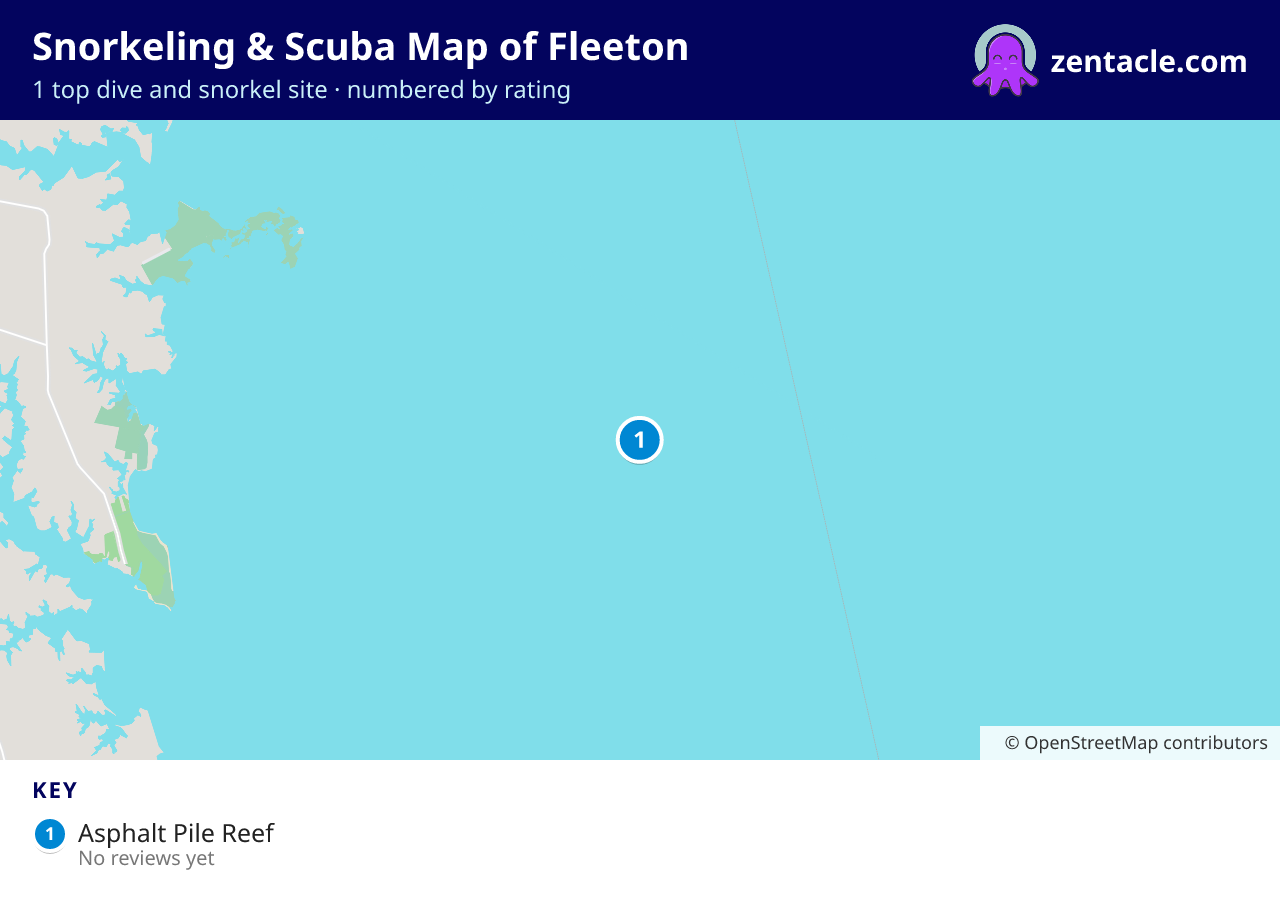 Snorkeling & Scuba Map of Fleeton: numbered map of the top 1 dive and snorkel sites, with ratings