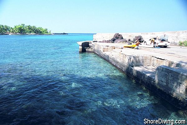 Here is the edge of the Old Wharf, with the dive entry at the end of the concrete pier.