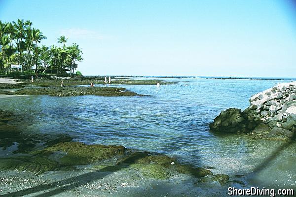 Entry can be made from the sandy beach to the right