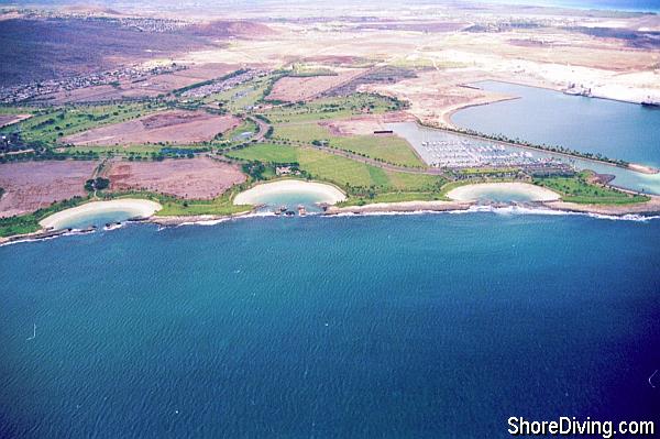 The last three coves, with the 4th to the right.  The resort is to the left.