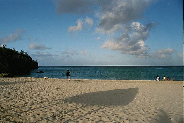 Plenty of beach for the kids-- plenty of coral cliff walls for the divers.