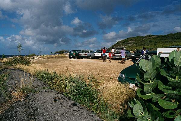 There is plenty of parking above the beach on a good, solid lot.