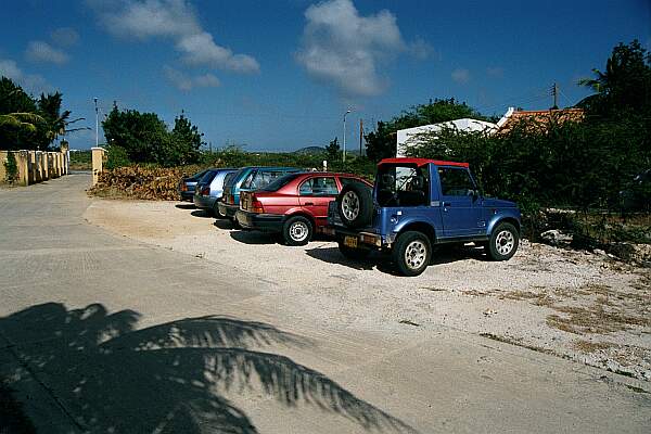 There are various places to park.  Parking should be found away from the villas as a courtesy to the resort guests.