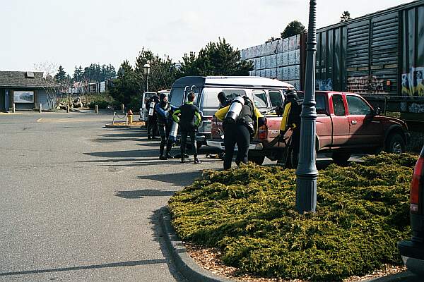 Suit up in the parking lot, as it is an easy hike to the water's edge.