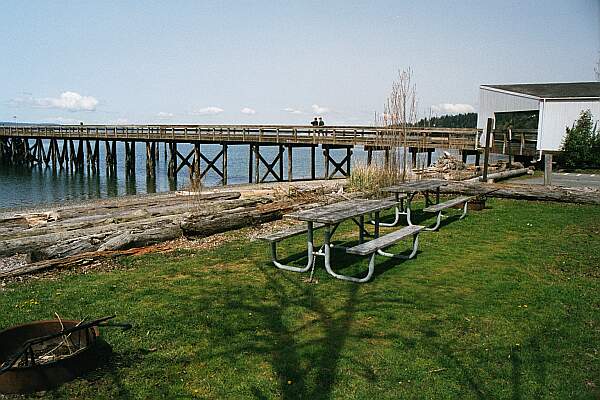 The pier is great for fishing or taking in the view.  Picnic tables line the beach area of the park.