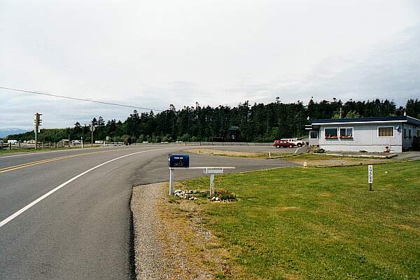 The park entrance is to the left, with a small restaurant to the right.